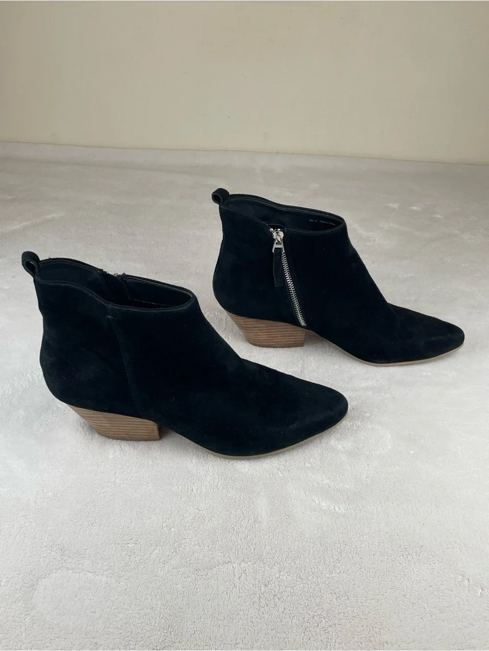 Dolce Vita Black Suede Ankle Boot with Stacked Heel